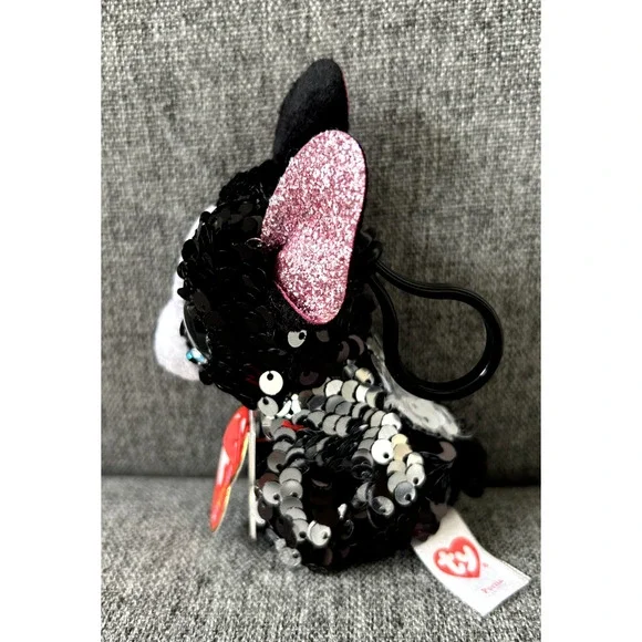 Ty Flippables Beanie Boo Keychain Key Clip, 3.5 Inch - Portia the Dog - Picture 4 of 5